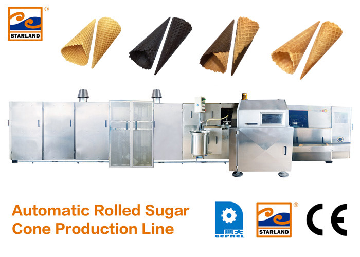速いのセリウムによって証明される自動砂糖の円錐形の生産ライン オーブン、63の焼ける版アイスクリーム・コーンProductioを熱します